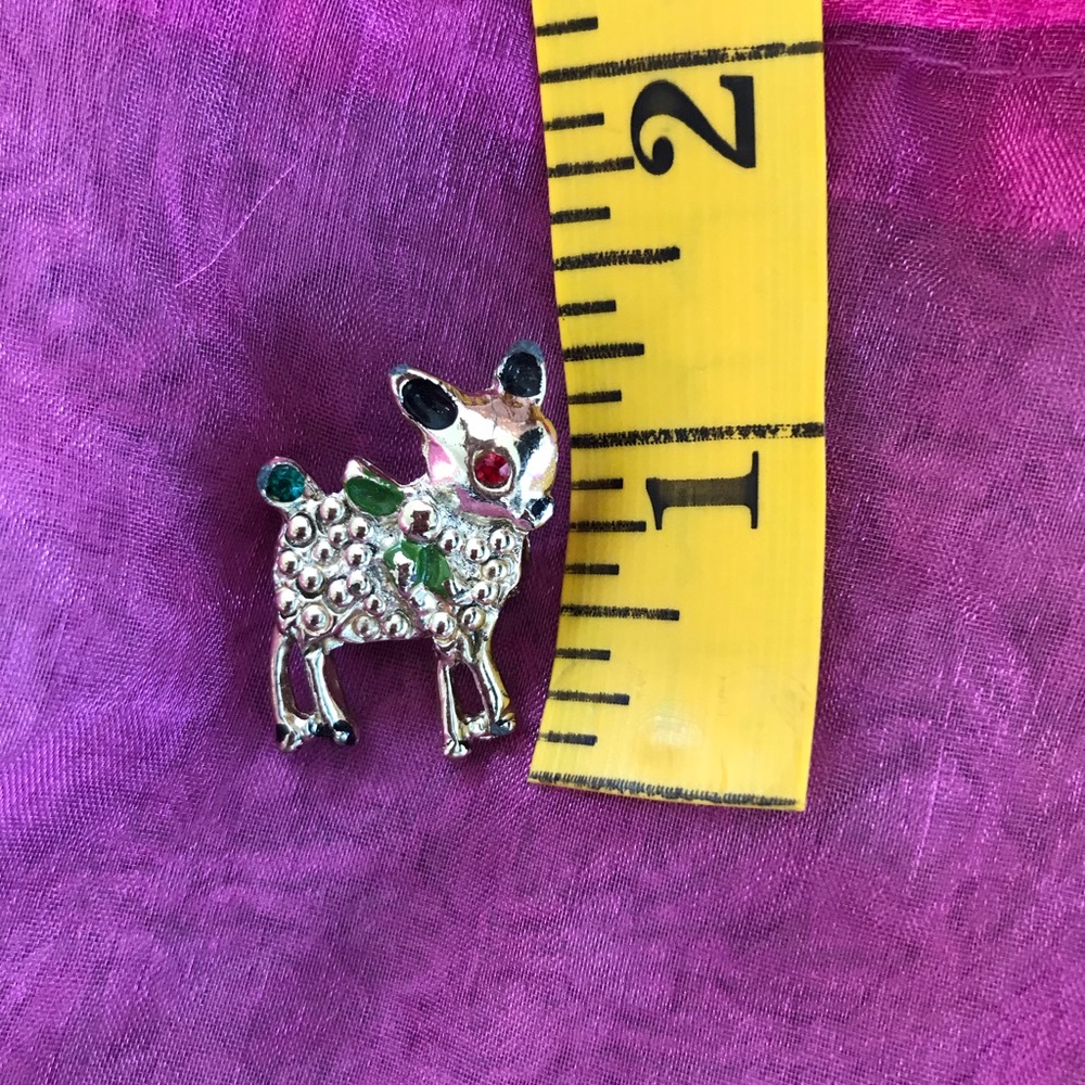 Bundle 3 for $10 Vintage silver toned fawn with red eye and holly.